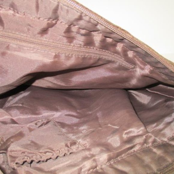 *Unbranded Brown Crinkle Rope Handle Rust Suede Tote - Picture 9 of 9